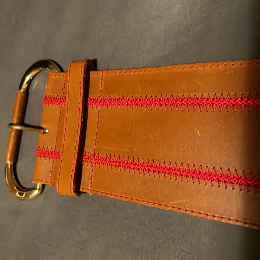 Christian Dior Brown with Red Stitching Belt - Picture 7 of 8